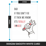 The size of this fathers day card for dad is 7 x 5" when folded