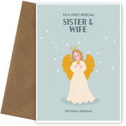 Festive Angel Christmas Card for Sister & Wife - Traditional Cards