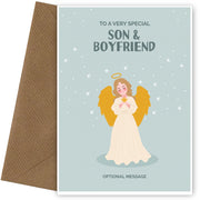 Festive Angel Christmas Card for Son & Boyfriend - Traditional Cards