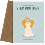 Festive Angel Christmas Card for Step Brother - Traditional Cards