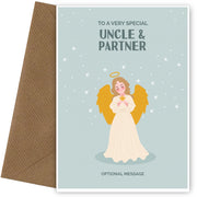 Festive Angel Christmas Card for Uncle & Partner - Traditional Cards