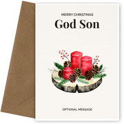 God Son Christmas Card Displaying Festive Candles