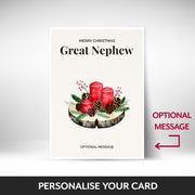 What can be personalised on this Great Nephew christmas cards