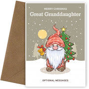 Merry Christmas Card for Great Granddaughter - Festive Gnome