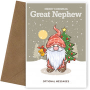 Merry Christmas Card for Great Nephew - Festive Gnome