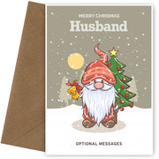 Merry Christmas Card for Husband - Festive Gnome