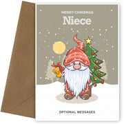Merry Christmas Card for Niece - Festive Gnome