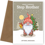 Merry Christmas Card for Step Brother - Festive Gnome