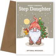 Merry Christmas Card for Step Daughter - Festive Gnome