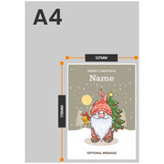 The size of this gnome xmas card is 7 x 5" when folded
