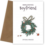 Personalised Xmas Card for Boyfriend - Festive Wreath