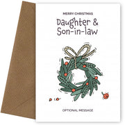 Personalised Xmas Card for Daughter & Son-in-law - Festive Wreath