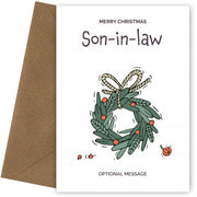 Personalised Xmas Card for Son-in-law - Festive Wreath