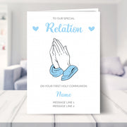 1st holy communion cards shown in a living room