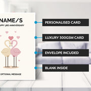 Main features of this 3rd anniversary card for couples