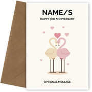 Flamingos 3rd Wedding Anniversary Card for Couples