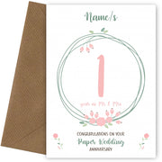 Couples 1st Wedding Anniversary Card - First / Paper - Floral