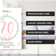 Main features of this 70th wedding anniversary cards