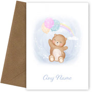 Personalised Flying Bear With Balloons Card