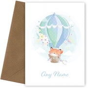 Personalised Fox In A Hot Air Balloon Card