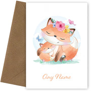 Personalised Fox Mum And Baby Card
