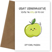 Fruit Pun Birthday Day Card for Great Granddaughter - Apple of my Eye