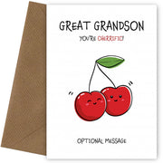 Great Grandson You're Cherrific Fruit Pun Birthday Card