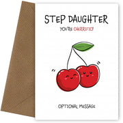Step Daughter You're Cherrific Fruit Pun Birthday Card
