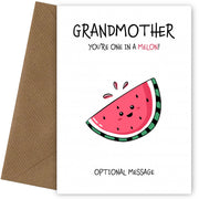 Fruit Pun Birthday Day Card for Grandmother - One in a Melon
