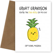 Fruit Pun Birthday Day Card for Great Grandson - Pineapple of my Eye
