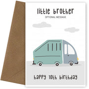 Fun Vehicles 10th Birthday Card for Little Brother - Garbage Truck