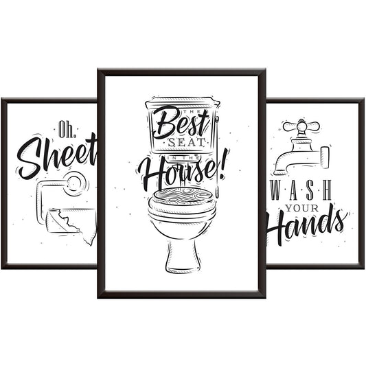 Funny Bathroom Wall Art Set of 3 Poster Prints