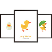 Personalised Nursery Pictures - Funny Duckling Print Set