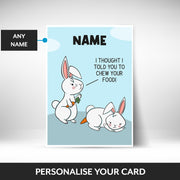 What can be personalised on this easter card for boys