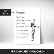 What can be personalised on this humorous easter card