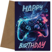 Cyberpunk Game Controller Birthday Card for Boys & Kids