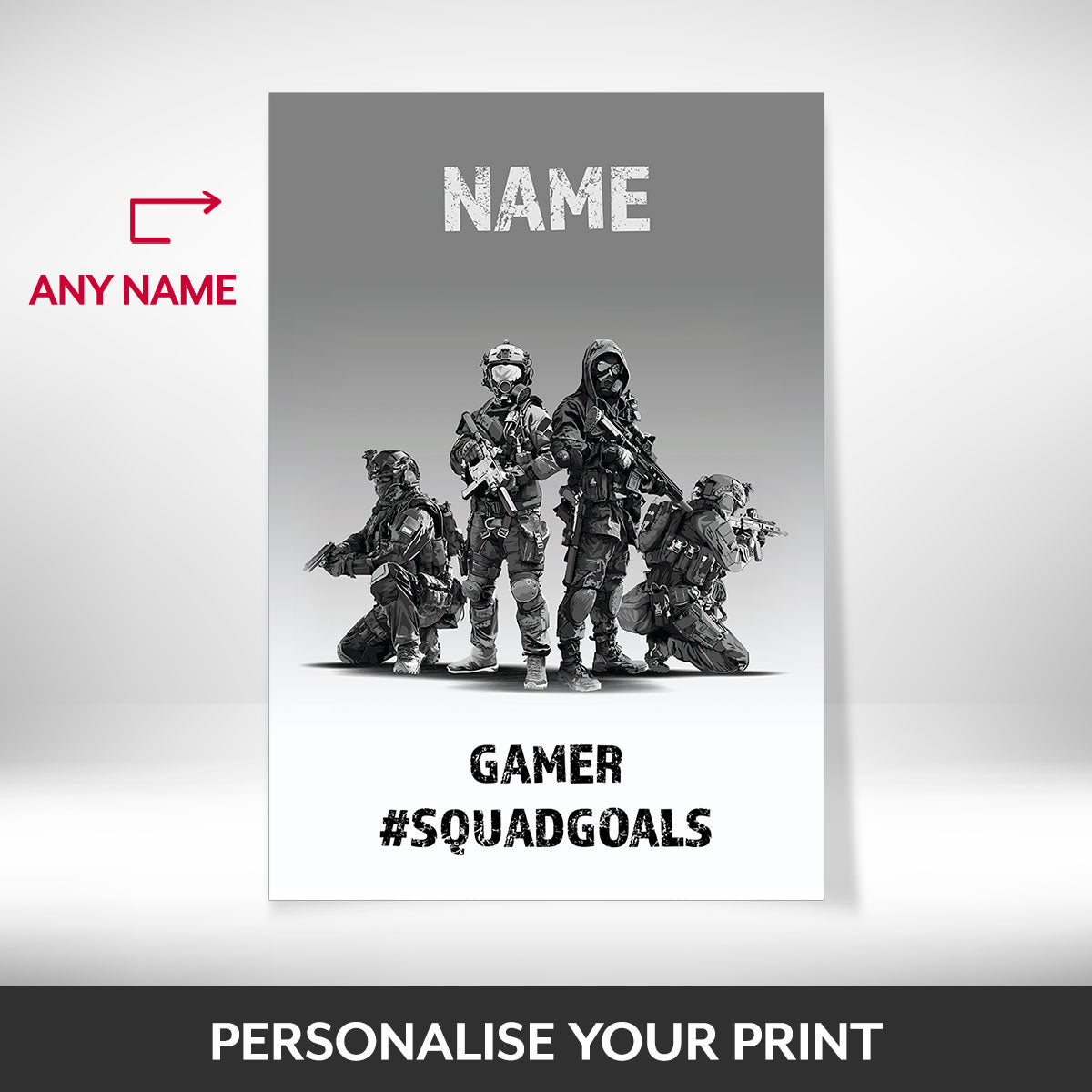 What can be personalised on this gaming posters