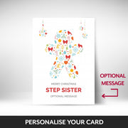 What can be personalised on this Step Sister christmas cards