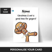What can be personalised on this funny christmas card