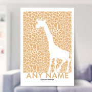 giraffe print shown in a living room