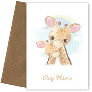 Personalised Giraffe Mum And Baby Card