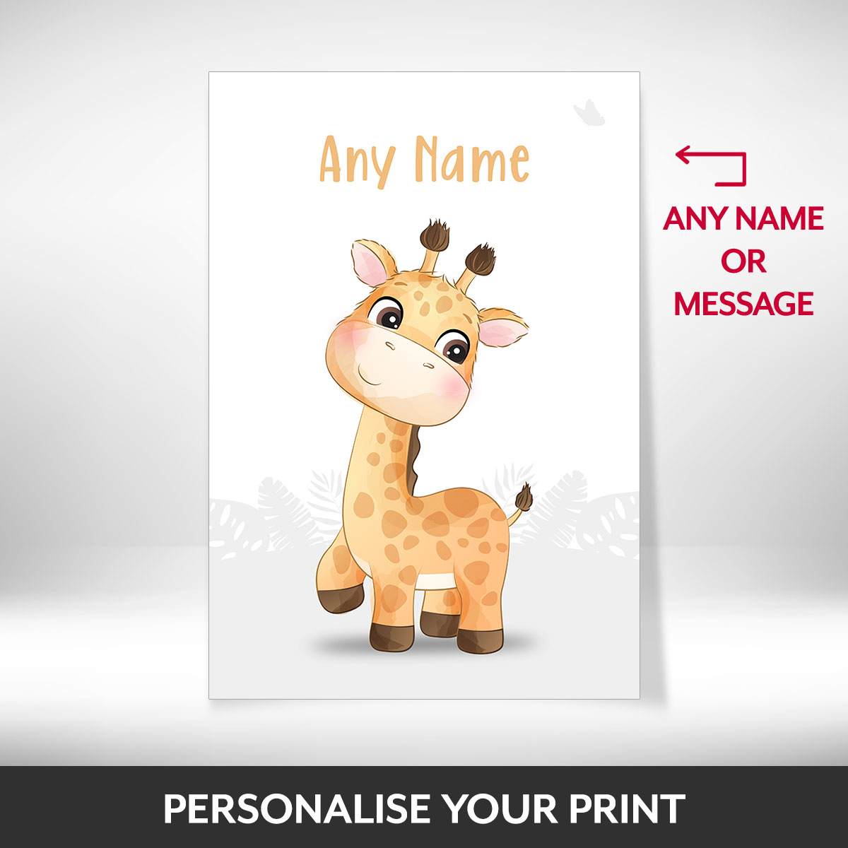 What can be personalised on this safari animal prints