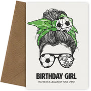 Football Birthday Card for Girls - Daughter, Sister, Granddaughter Birthday Card - Any Age 