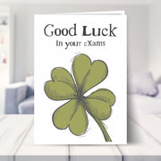 good luck in your exams card shown in a living room