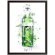 Gin Bottle Wall Art Print Bottle Green