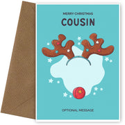 Merry Christmas Card for Cousin - Hand Drawn Antlers