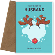 Merry Christmas Card for Husband - Hand Drawn Antlers