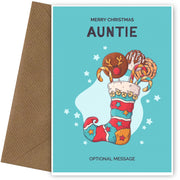 Auntie Christmas Card - Hand Drawn Stocking