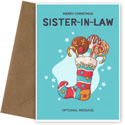 Sister-in-law Christmas Card - Hand Drawn Stocking