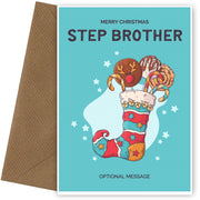 Step Brother Christmas Card - Hand Drawn Stocking